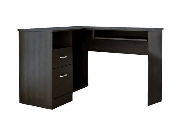 41" Black L Shape Computer Desk With Two Drawers - Image 2