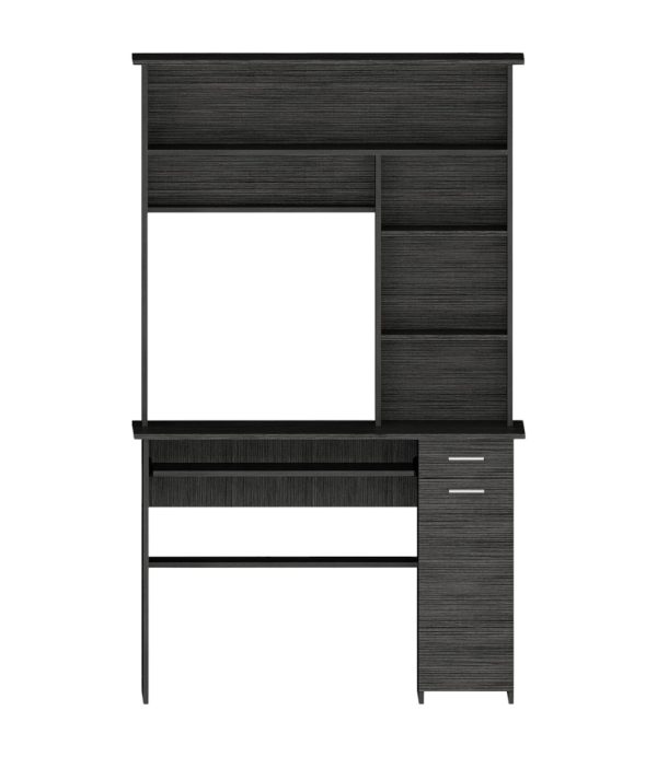 43" Gray Computer Desk With Hutch - Image 2