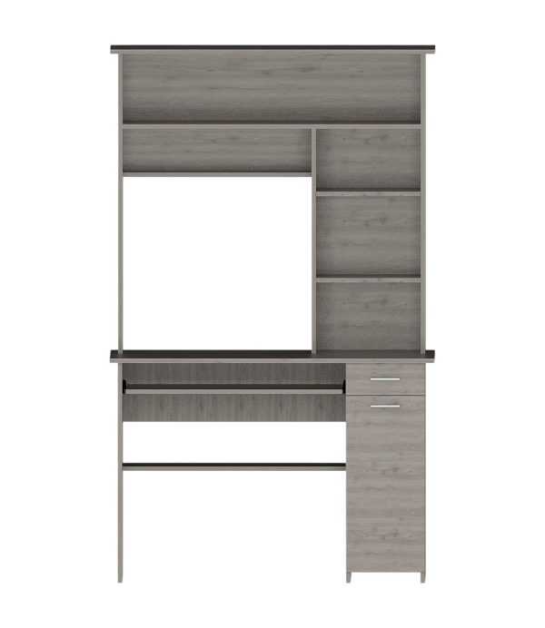 43" Light Gray Computer Desk With Hutch - Image 2