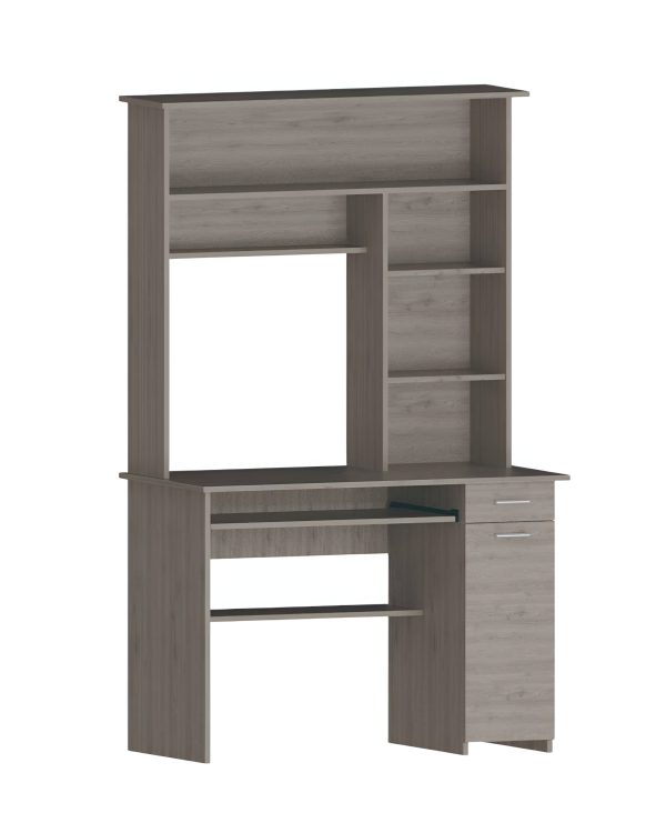 43" Light Gray Computer Desk With Hutch - Image 3