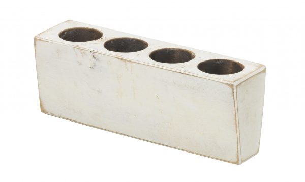 Distressed White 4 Hole Sugar Mold Candle Holder - Image 2