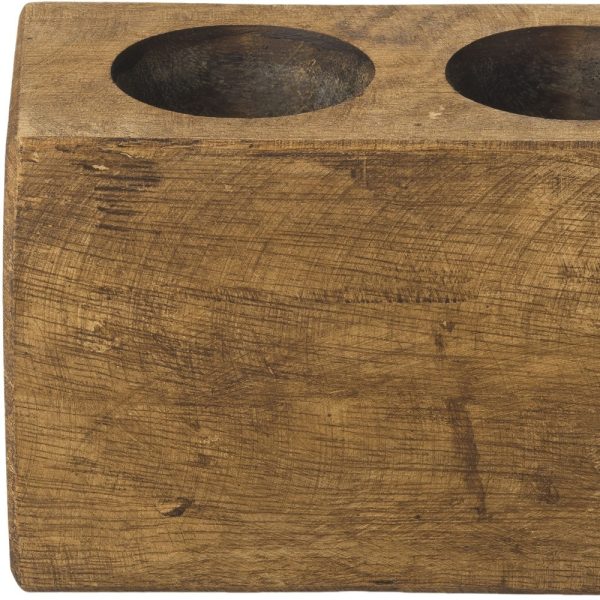 Rustic Brown Two Hole Tabletop Candle Holder - Image 3