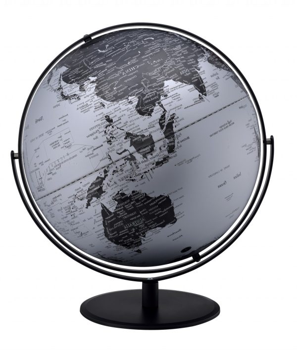 21" Black And Silver Modern Polyresin Globe - Image 2