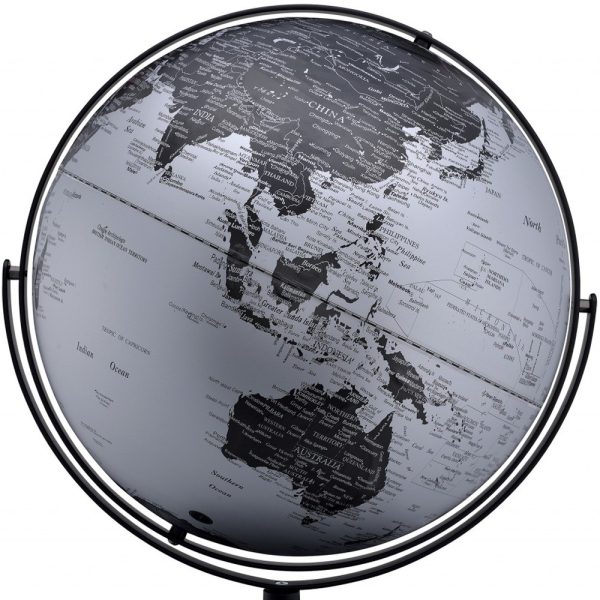 21" Black And Silver Modern Polyresin Globe - Image 3