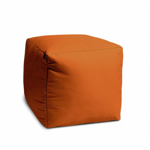 17" Cool Orange Solid Color Indoor Outdoor Pouf Ottoman - Image 3