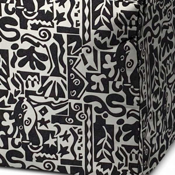 17" Black Polyester Cube Geometric Indoor Outdoor Pouf Ottoman - Image 3