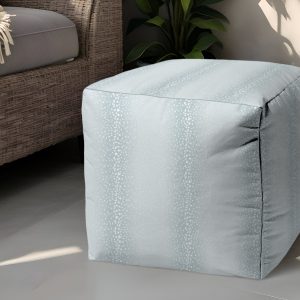 17" Blue Polyester Cube Ombre Indoor Outdoor Pouf Ottoman