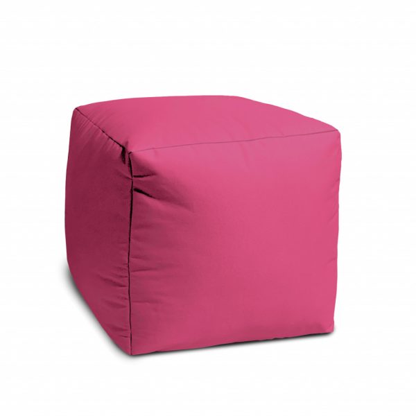 17" Cool Bright Hot Pink Solid Color Indoor Outdoor Pouf Cover - Image 3