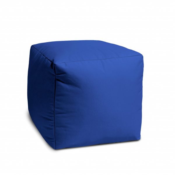 17" Cool Primary Blue Solid Color Indoor Outdoor Pouf Cover - Image 3