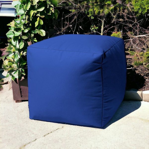 17" Cool Primary Blue Solid Color Indoor Outdoor Pouf Cover - Image 2