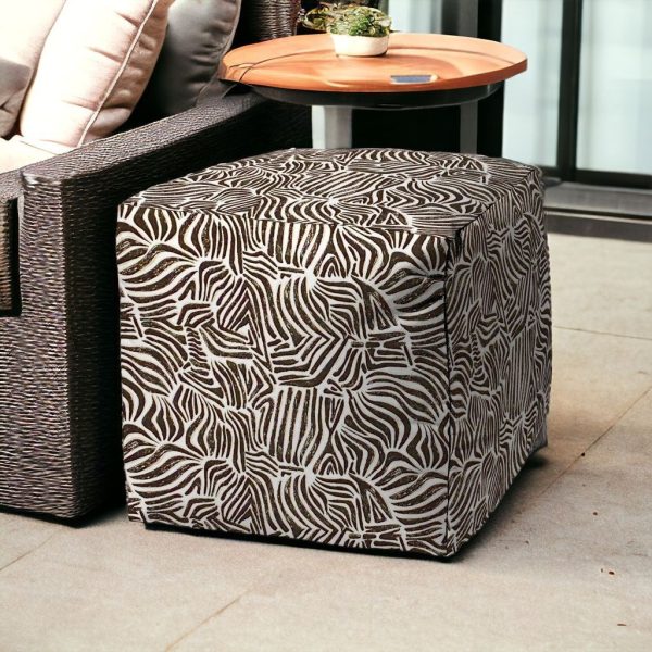 17" Black Cube Abstract Indoor Outdoor Pouf Cover - Image 2