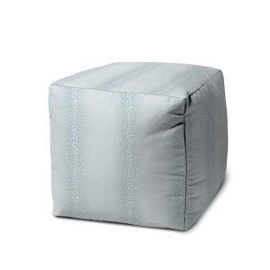 17" Blue Cube Indoor Outdoor Pouf Cover