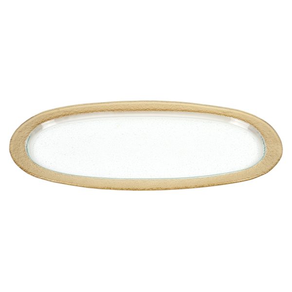 16" Gold Oval Glass Handmade Serving Tray - Image 3