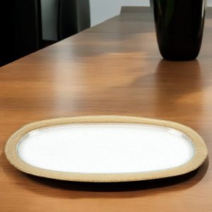 16" Gold Oval Glass Handmade Serving Tray