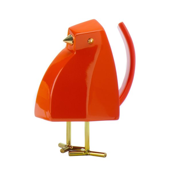 Small Orange and Gold Bird Sculpture - Image 2