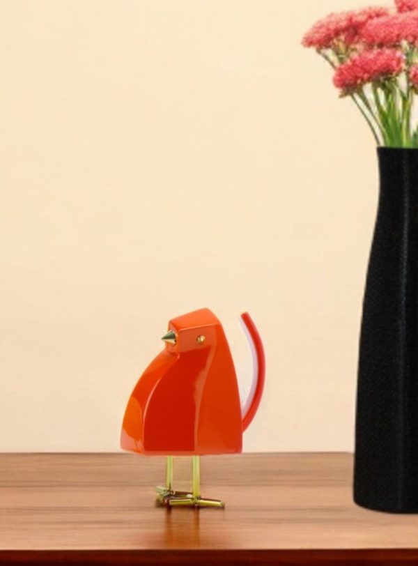 Small Orange and Gold Bird Sculpture