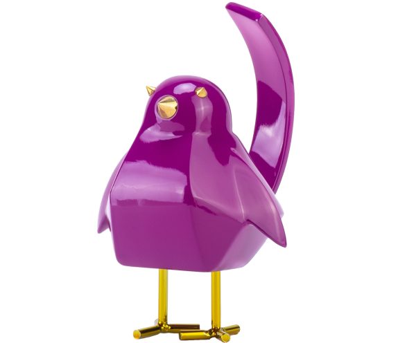 Small Purple and Gold Bird Sculpture - Image 2