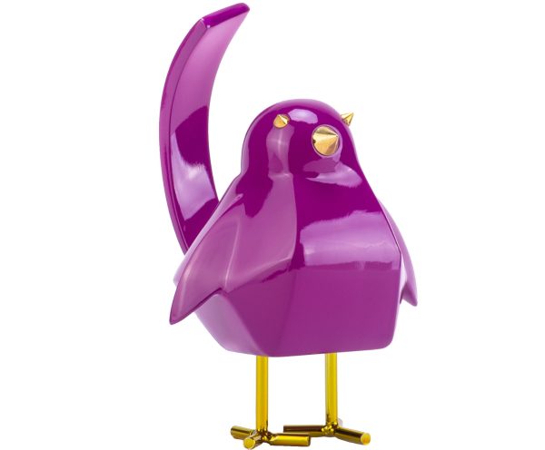 Small Purple and Gold Bird Sculpture - Image 3