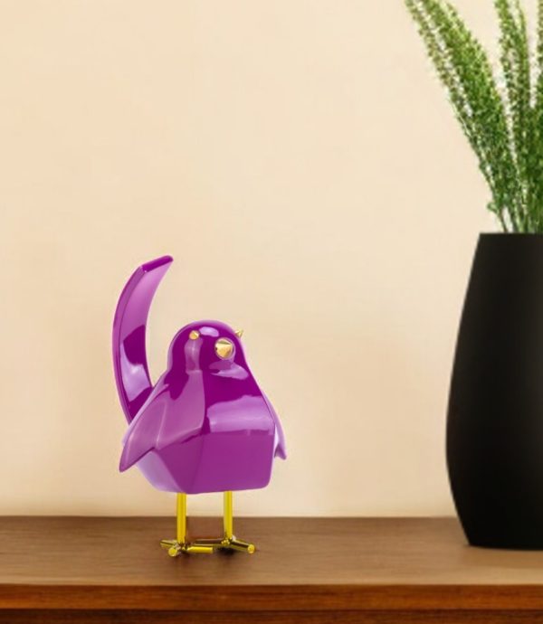 Small Purple and Gold Bird Sculpture