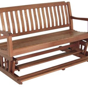 60" Brown Solid Teak Outdoor Glider Bench