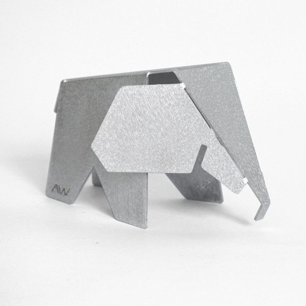 Aluminum 6" Elephant Origami Geometric Sculpture - Image 2