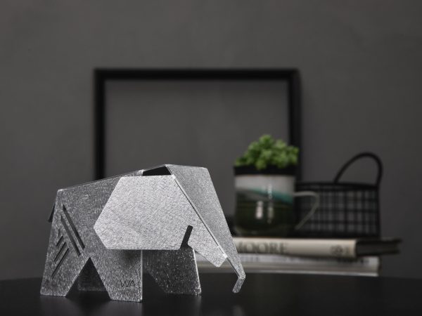 Aluminum 6" Elephant Origami Geometric Sculpture - Image 3