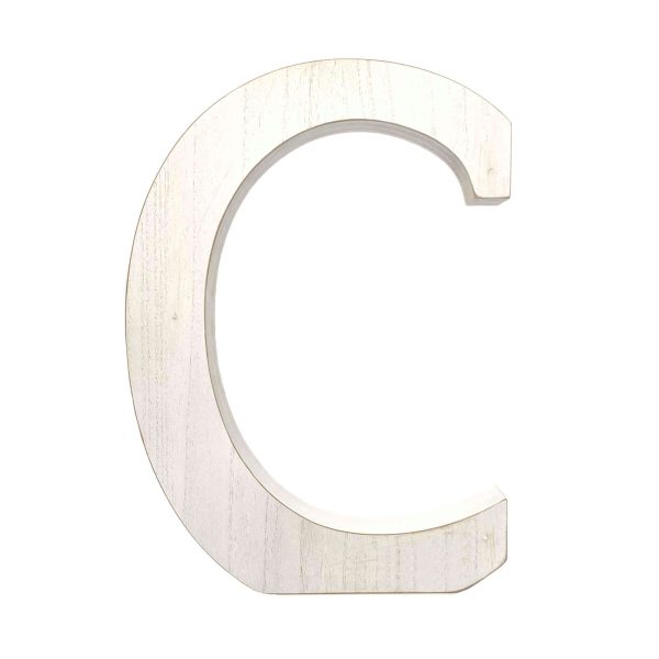 16" White Distressed Wood Letter C Tabletop Sculpture - Image 3