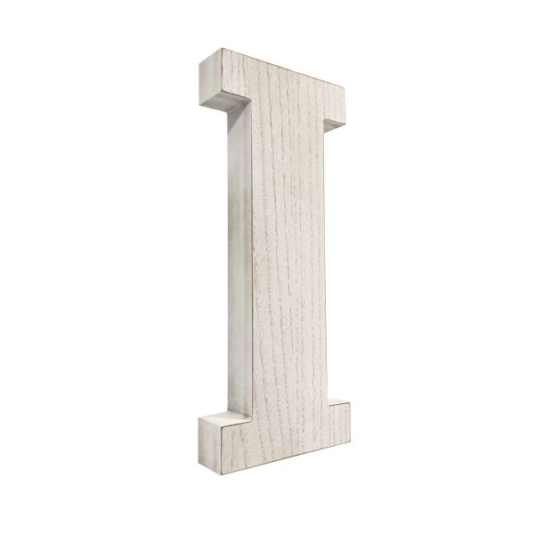 16" Distressed White Wash Wooden Initial Letter I Sculpture - Image 3