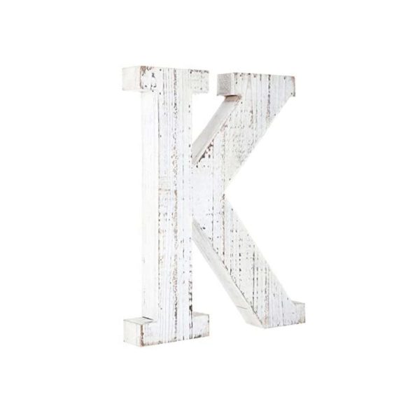 16" White Distressed Wood Letter K Tabletop Sculpture - Image 3
