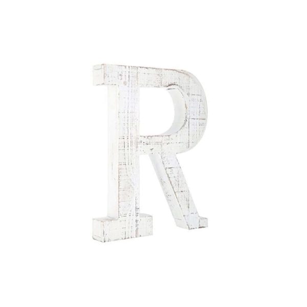 16" White Distressed Wood Letter R Tabletop Sculpture - Image 3