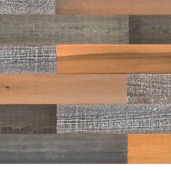 5" x 48" Thermo Treated Brown Black and Gray Mixed Color Wood Wall Plank Set - Image 3