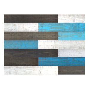 5" x 48" Thermo Treated Black White and Aqua Mixed Color Wood Wall Plank Set