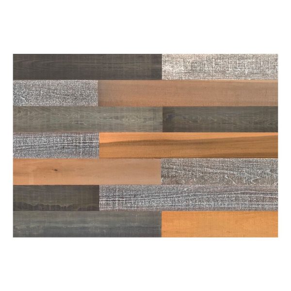 5" x 48" Thermo Treated Brown Black and Gray Mixed Color Wood Plank Large Set