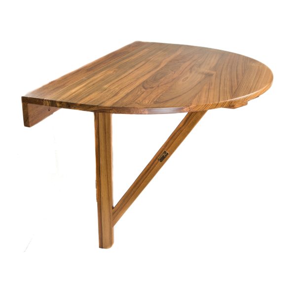 24" Brown Half Round Solid Wood Folding Outdoor Balcony Table - Image 2