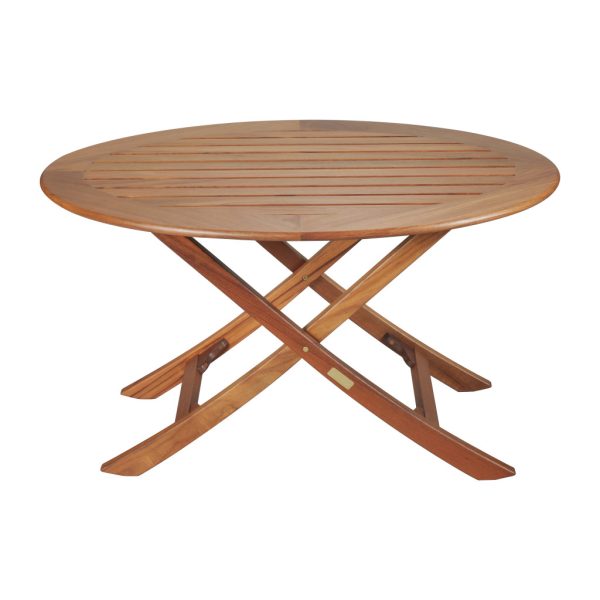 40" Brown Oval Solid Wood Folding Outdoor Side Table - Image 3