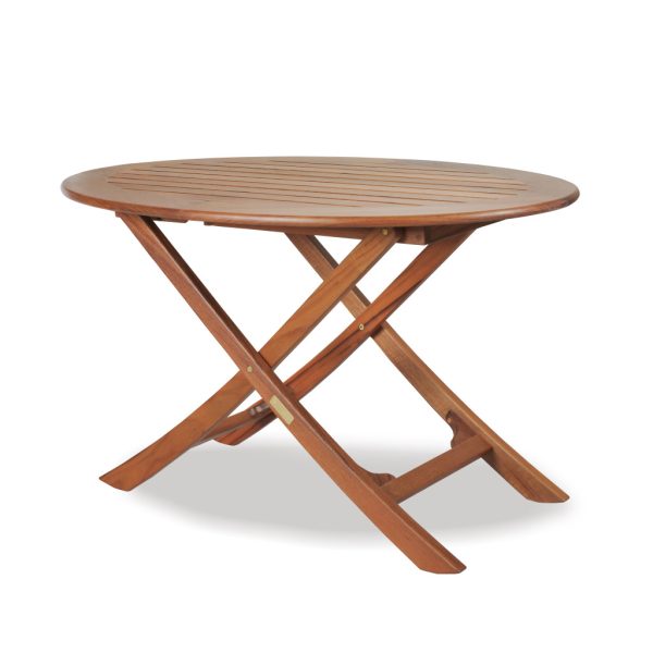 40" Brown Oval Solid Wood Folding Outdoor Side Table - Image 2