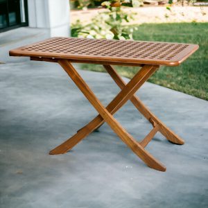 43" Brown Solid Wood Folding Outdoor Side Table