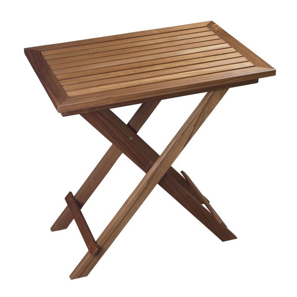 28" Brown Solid Wood Folding Outdoor Side Table - Image 3