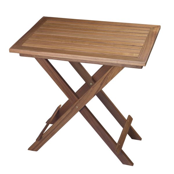 28" Brown Solid Wood Folding Outdoor Side Table - Image 2