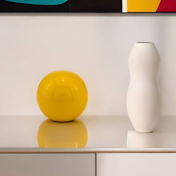 4" Yellow Metal Decorative Orb - Image 2
