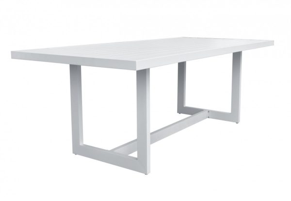 83" White Aluminum Outdoor Dining Table - Image 3