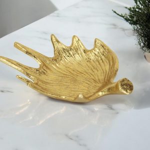 10" Gold Antler Cast Iron Vanity Tray