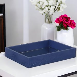 10" Navy Blue Rectangular Wood Handmade Tray