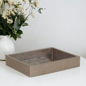 10" Gray Rectangular Wood Handmade Tray