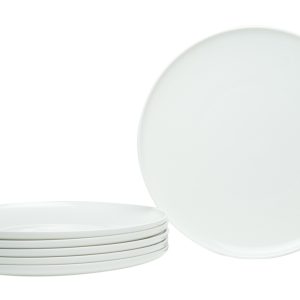 White Six Piece Round Coupe Porcelain Service For Six Dinner Plate Set