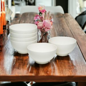 White Six Piece Porcelain Service For Six Bowl Set