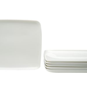 White Six Piece Rectangle Porcelain Service For Six Dinner Plate Set