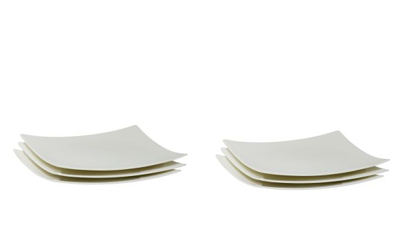 White Six Piece Square Bone China Service For Six Salad Plate Set - Image 3