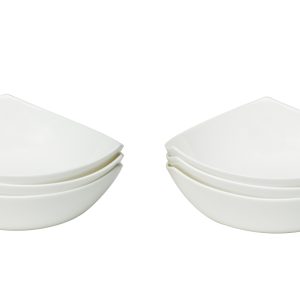 White Six Piece Triangle Bone China Service For Six Bowl Set