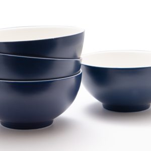 Blue and White Four Piece Porcelain Service For Four Bowl Set